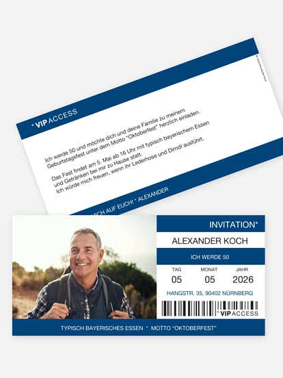 Einladung 50. Geburtstag Konzertticket