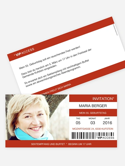 Geburtstagseinladung Konzertticket