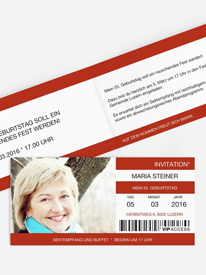 Geburtstagseinladung Konzertticket