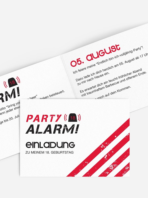 Einladung 18. Geburtstag Partyalarm