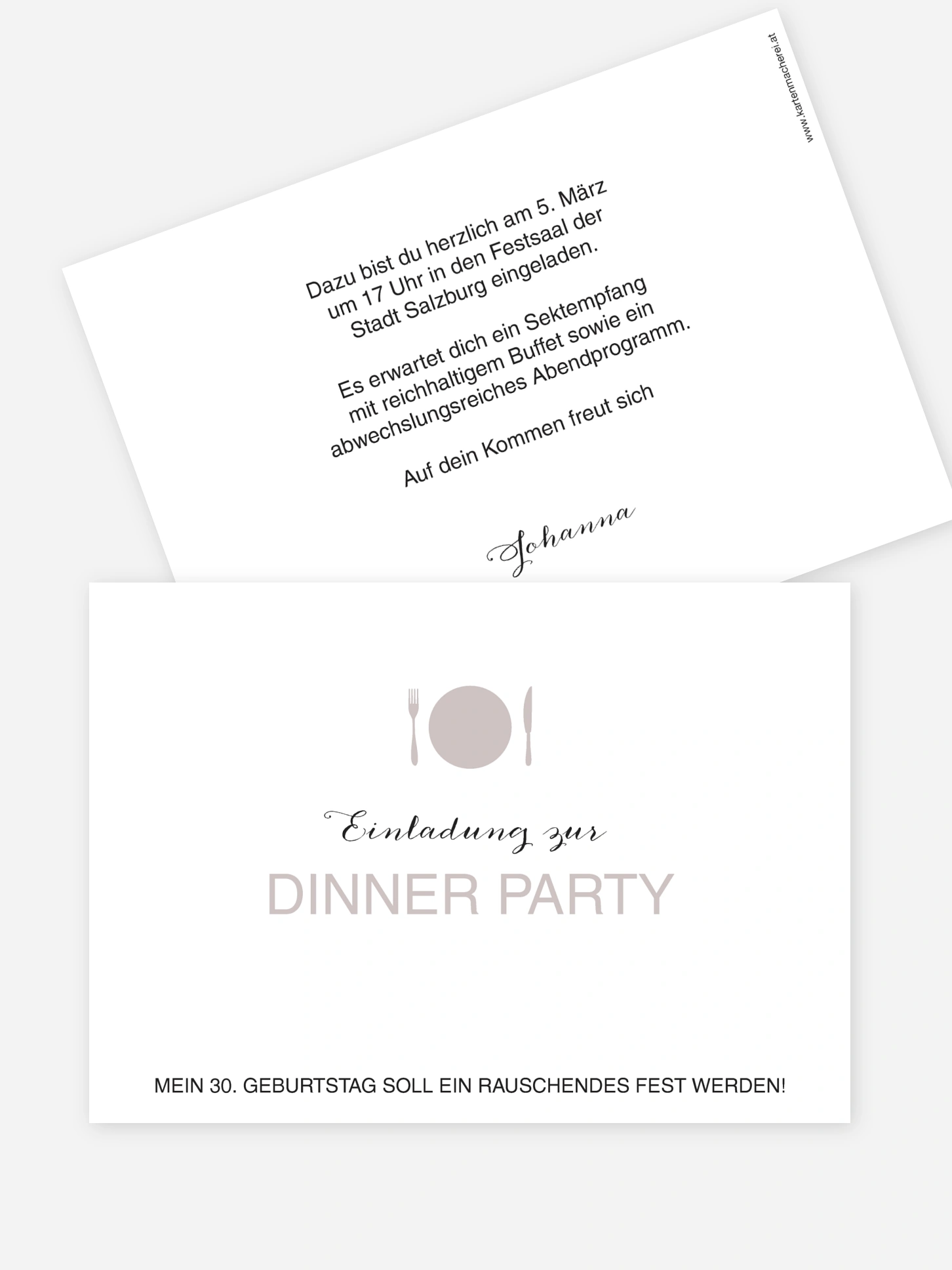 Einladung 30. Geburtstag Dinnerparty