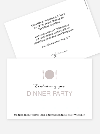Einladung 30. Geburtstag Dinnerparty