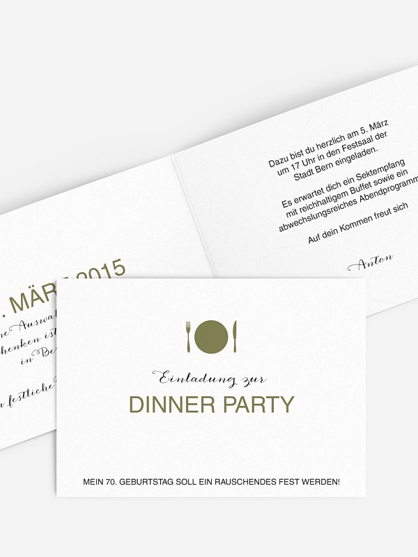 Einladung 70. Geburtstag Dinnerparty