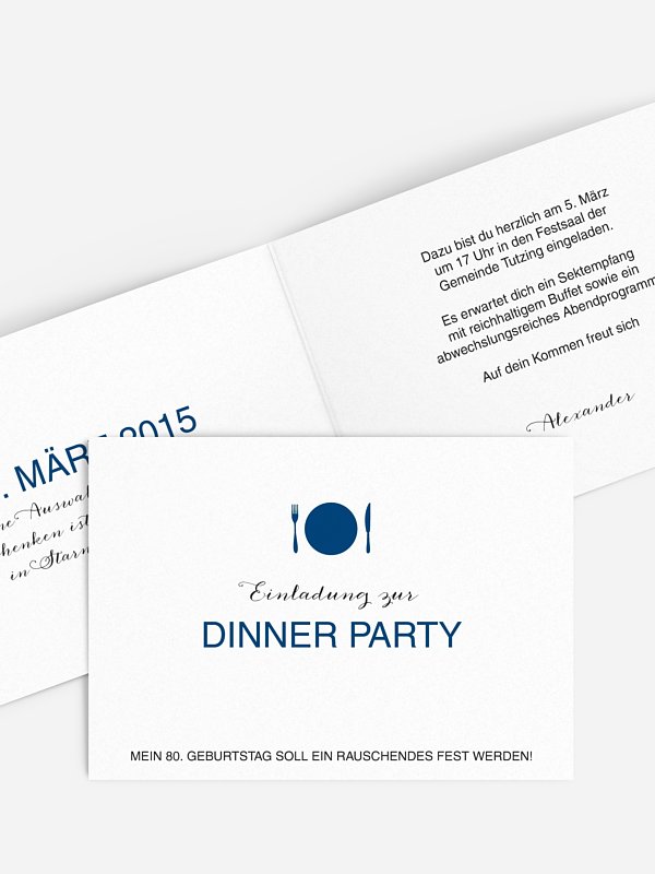 Einladung 80 Geburtstag Dinnerparty
