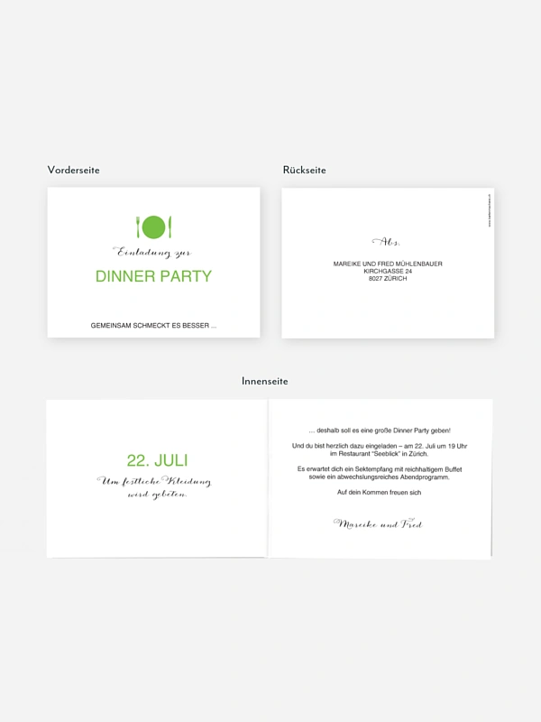 Partyeinladung Dinnerparty