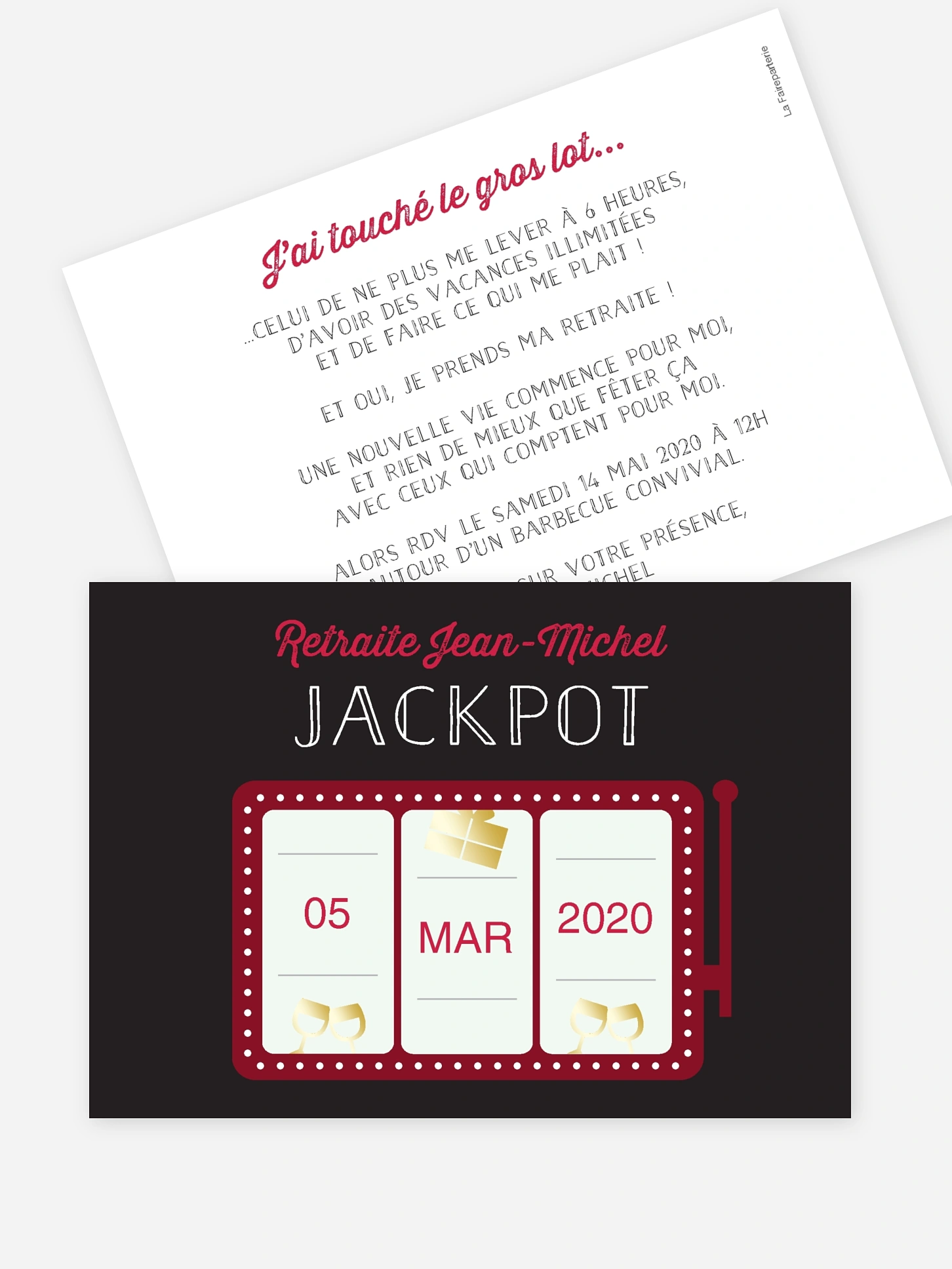 Carte invitation départ retraite Jackpot