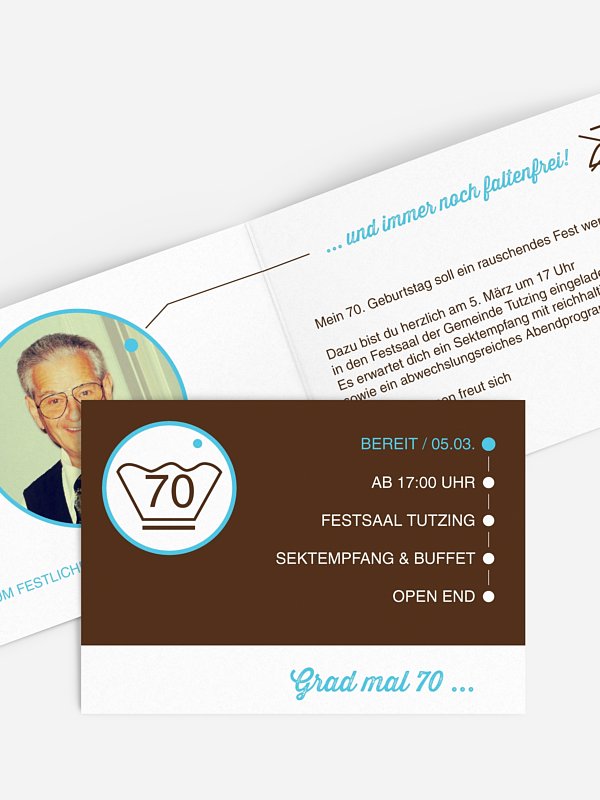 Einladung 70. Geburtstag Sauber feiern