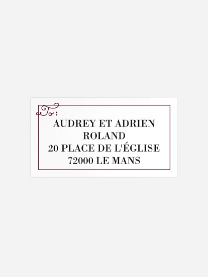 Étiquette destinataire mariage Toi et Moi