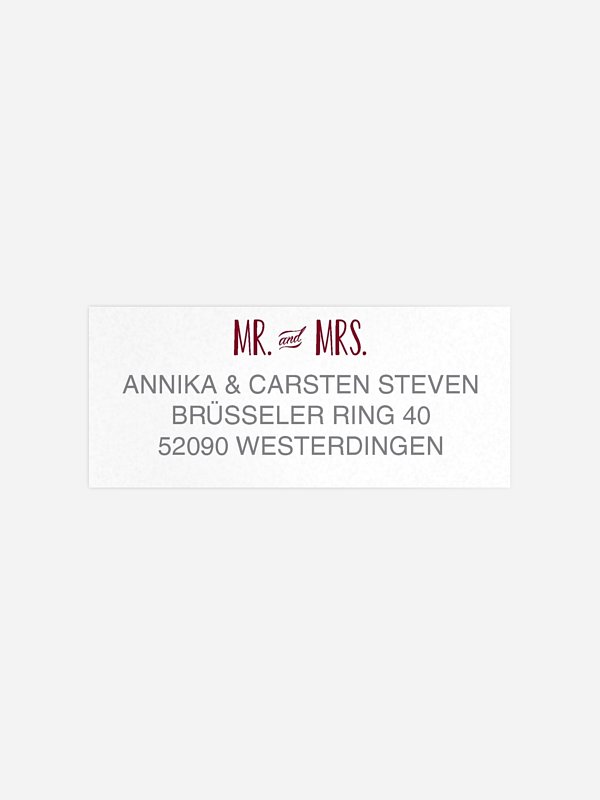 Absenderaufkleber Hochzeit Mr. & Mrs.