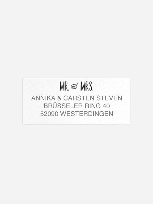 Absenderaufkleber Hochzeit Mr. & Mrs.
