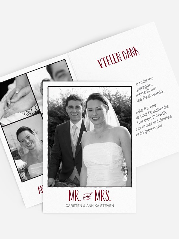 Dankeskarte Hochzeit Mr. & Mrs.