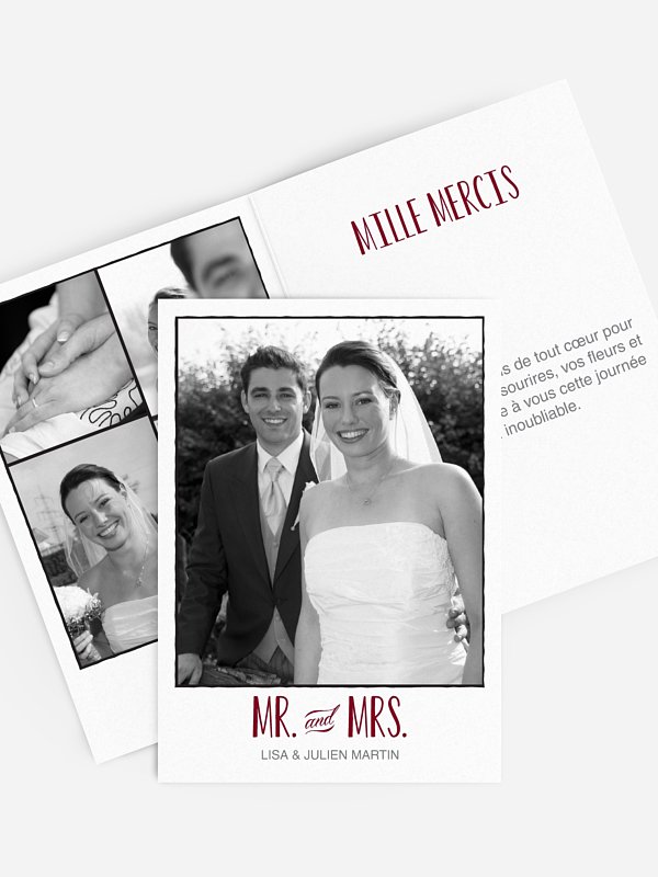 Carte de remerciements Mr. and Mrs.
