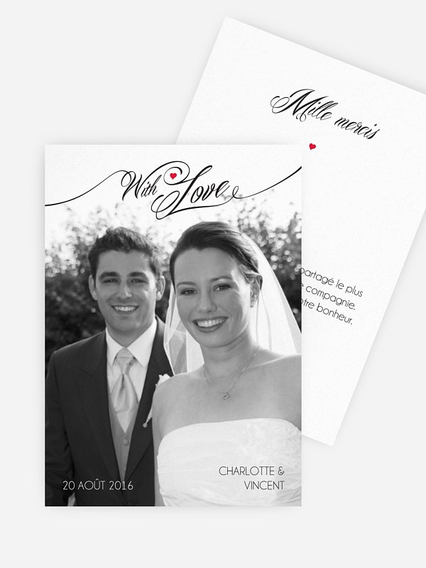 Carte de remerciements With love
