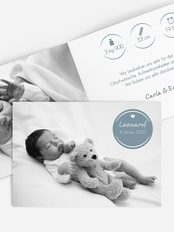 Geburtskarte Baby Button