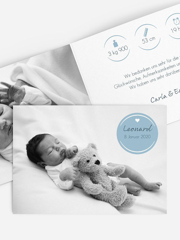 Geburtskarte Baby Button