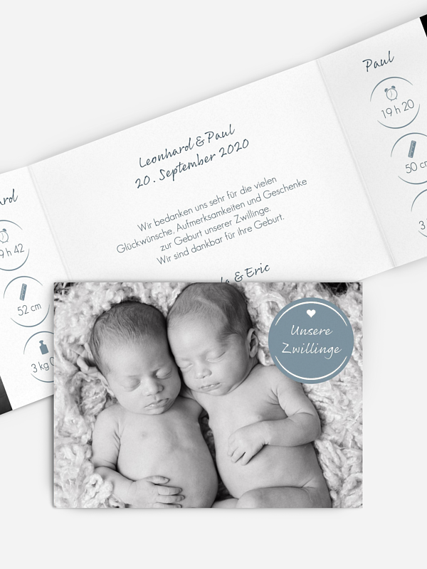 Zwillingskarte Baby Button