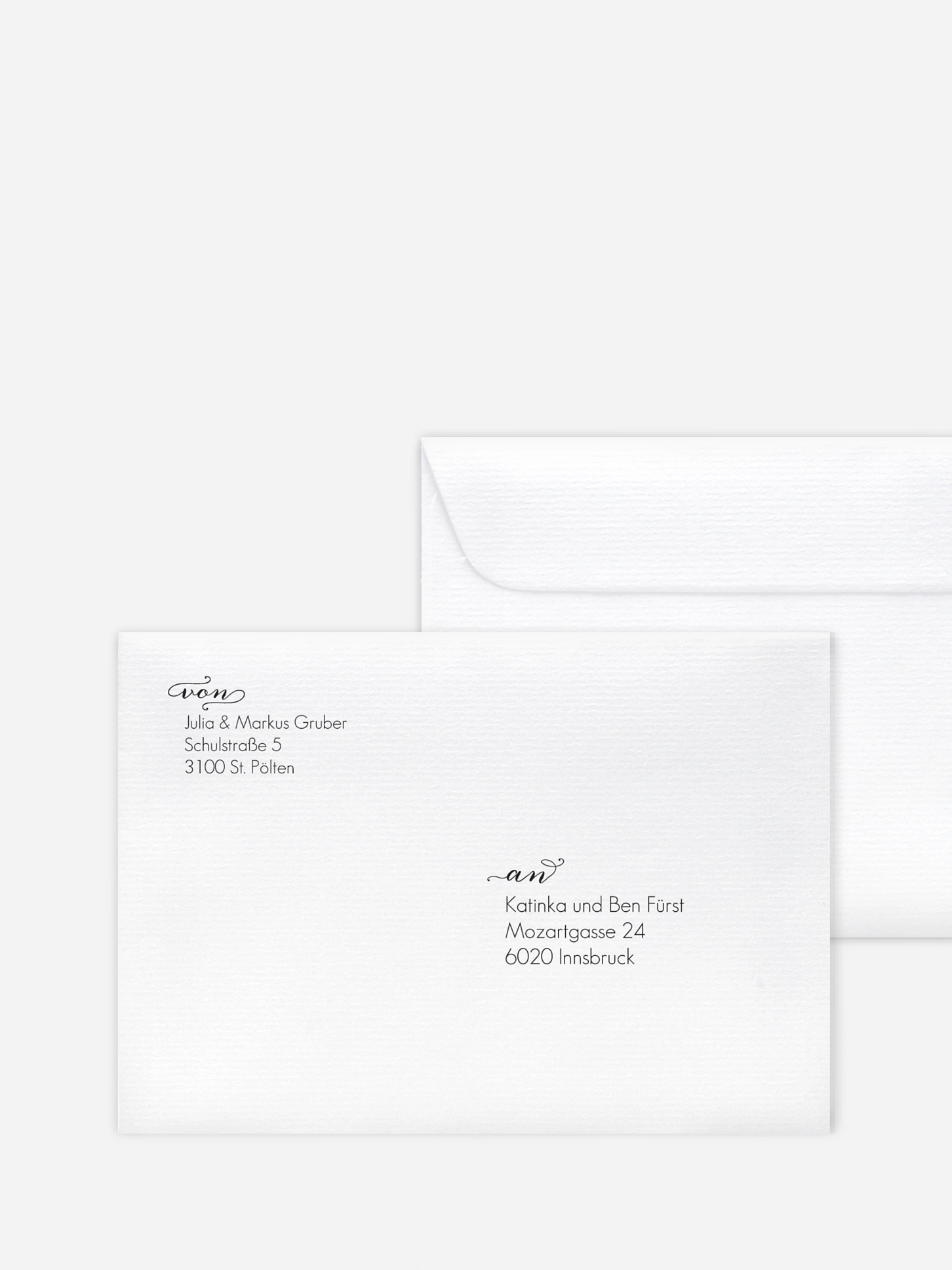 Bedruckter Briefumschlag Hochzeit Script