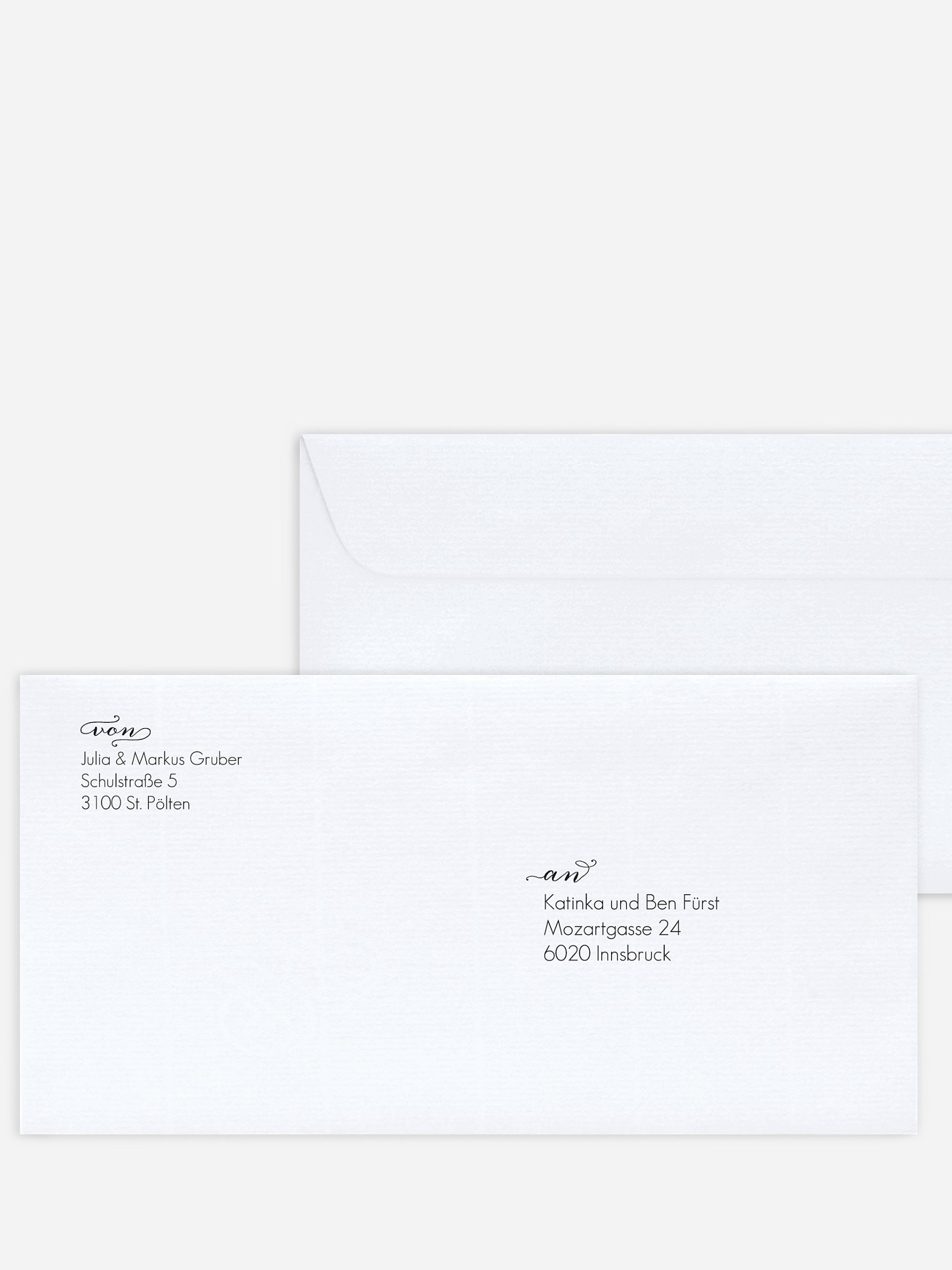 Bedruckter Briefumschlag Hochzeit Script
