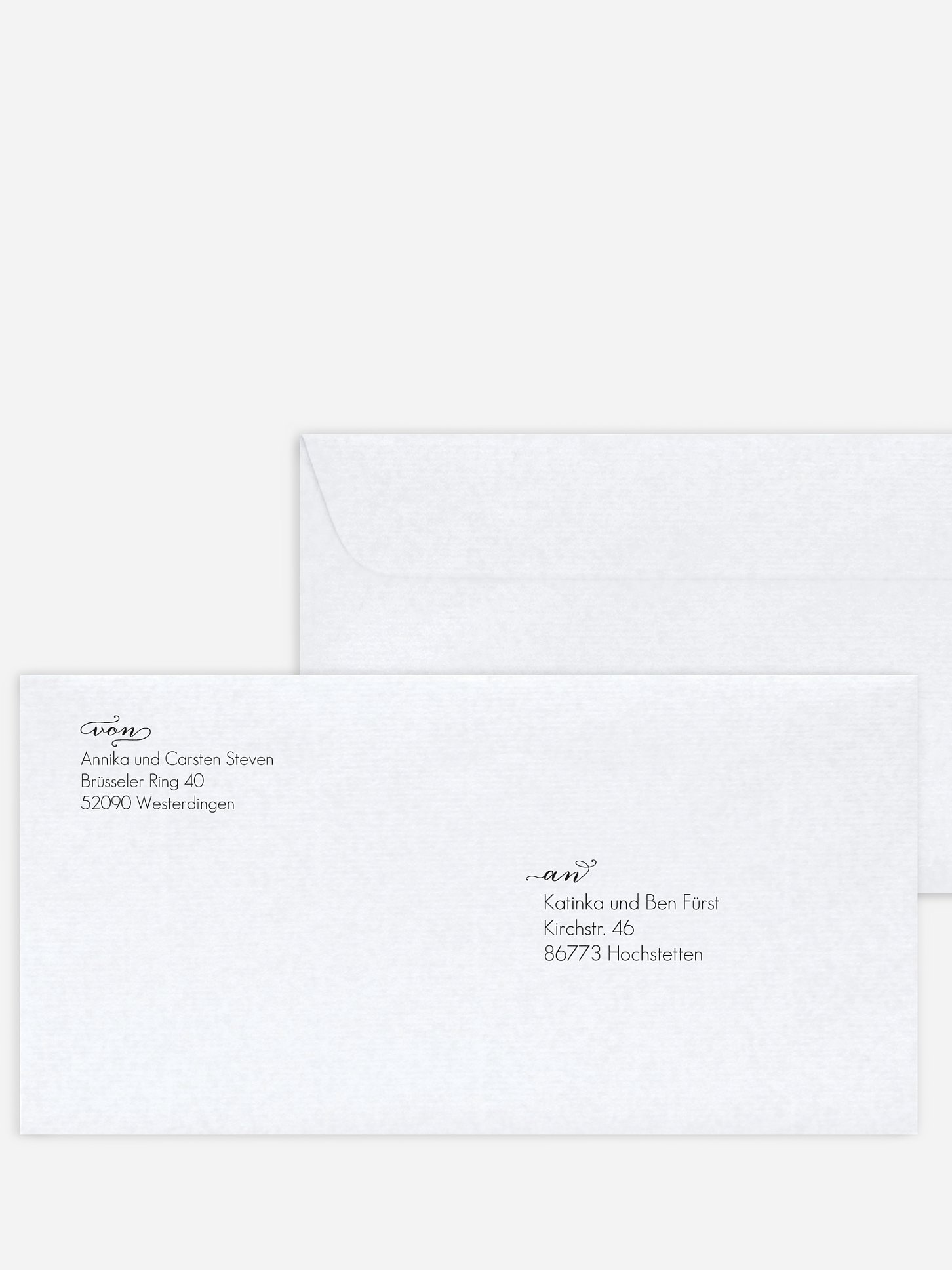 Bedruckter Briefumschlag Hochzeit Script