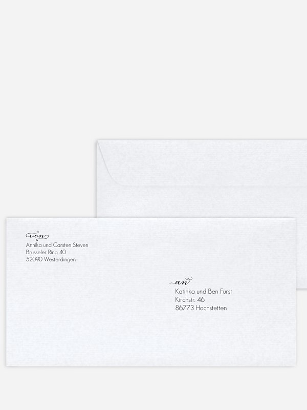 Bedruckter Briefumschlag Hochzeit Script