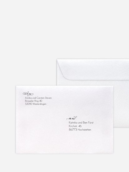 Bedruckter Briefumschlag Hochzeit Script