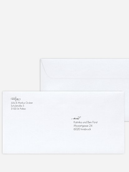 Bedruckter Briefumschlag Hochzeit Script