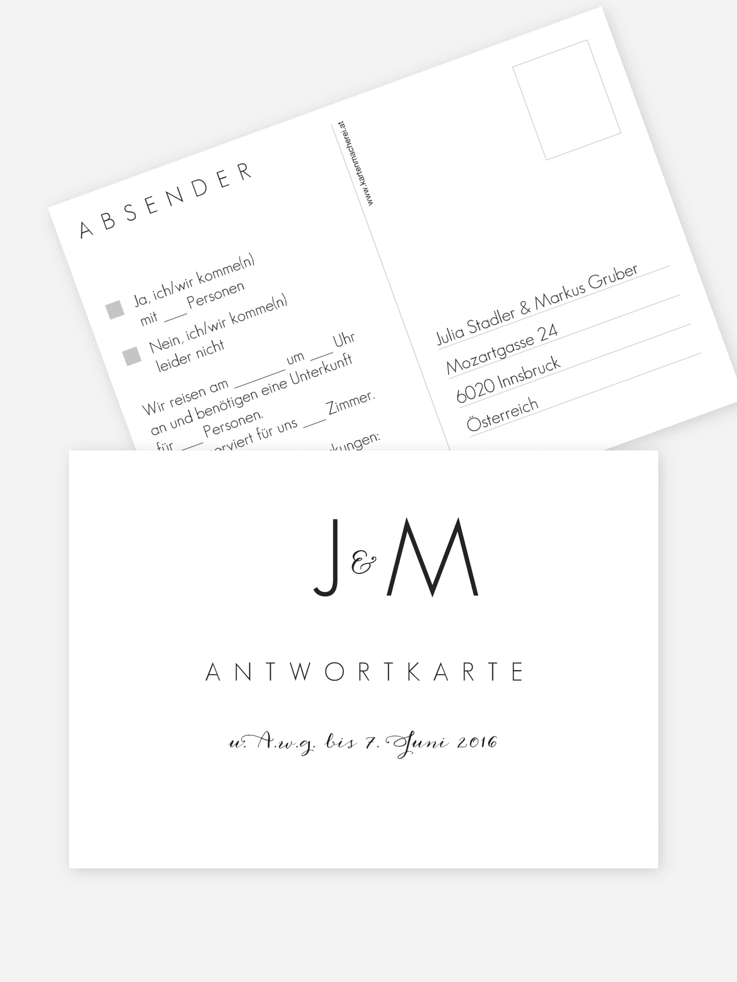 Antwortkarte Hochzeit Script