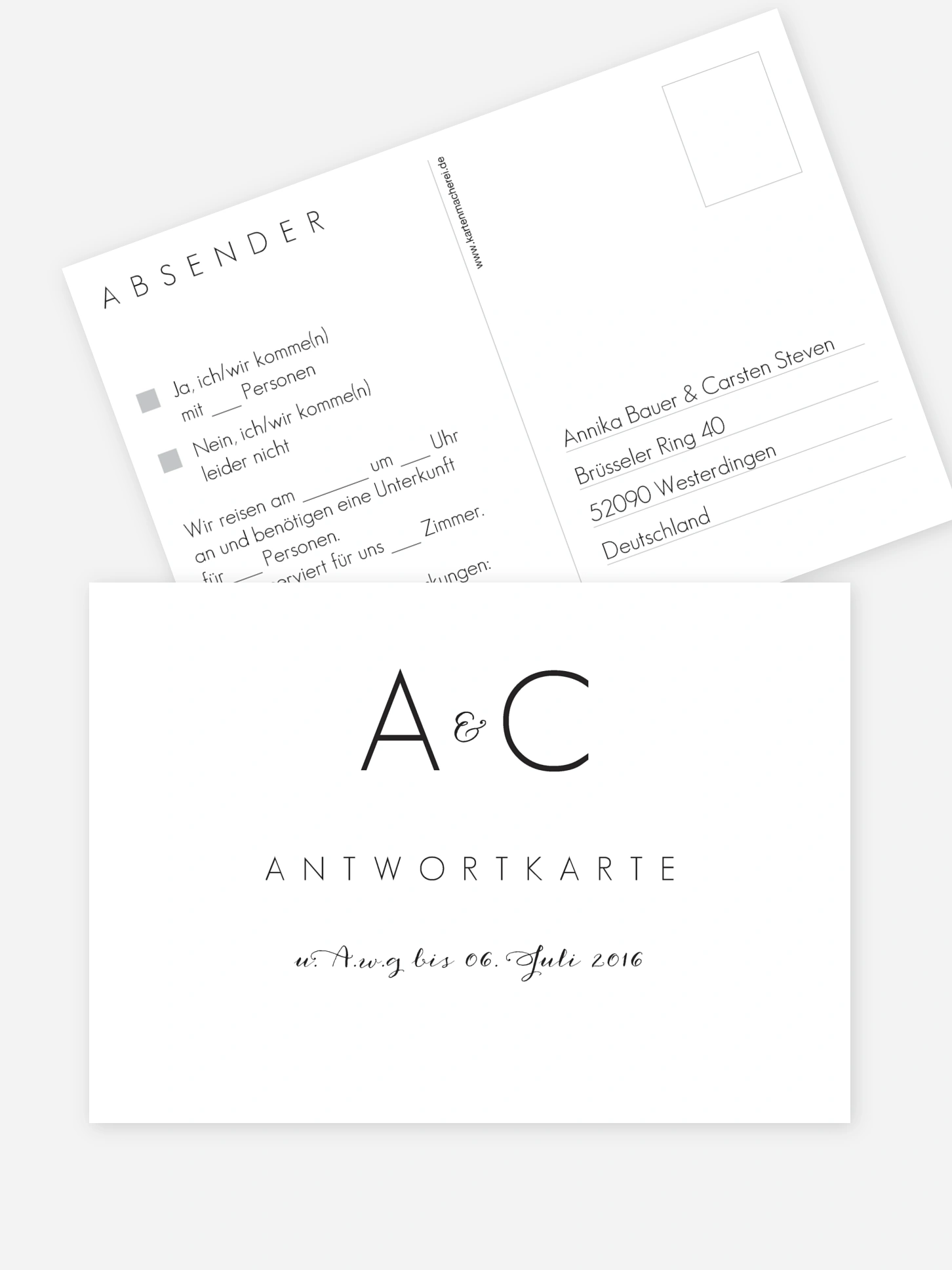 Antwortkarte Hochzeit Script