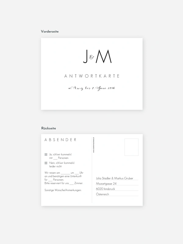 Antwortkarte Hochzeit Script