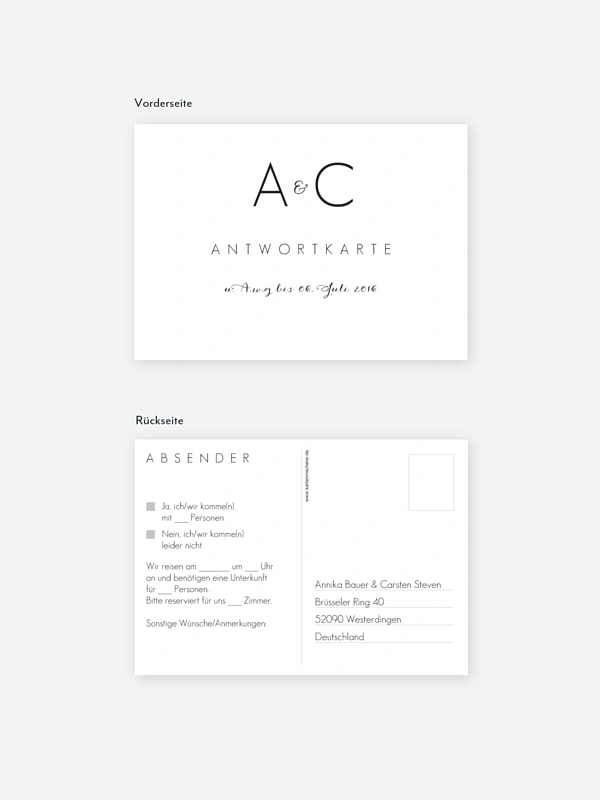 Antwortkarte Hochzeit Script