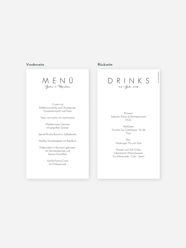 Menükarte Hochzeit Script
