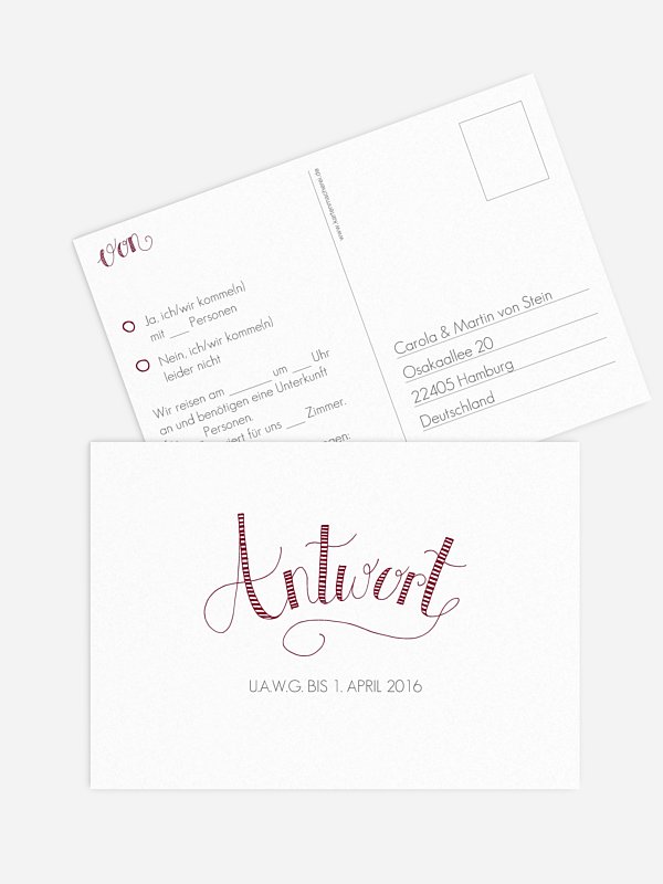 Antwortkarte Hochzeit Happy Day
