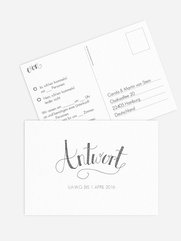 Antwortkarte Hochzeit Happy Day