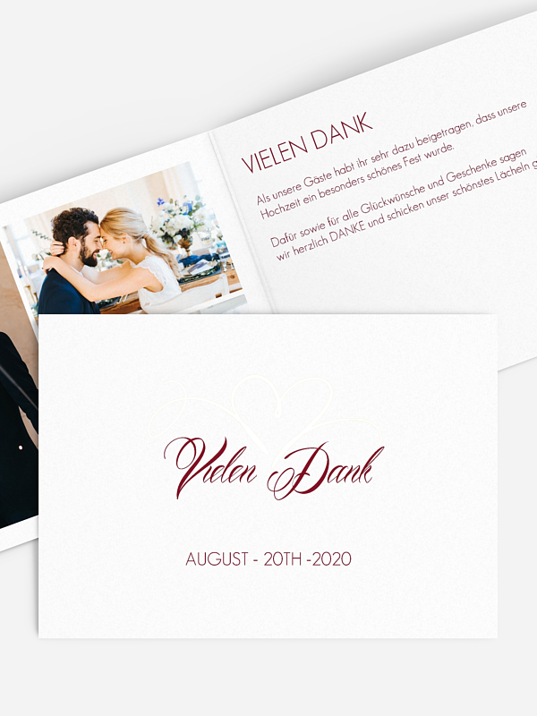 Dankeskarte Hochzeit Herzschlag Premium