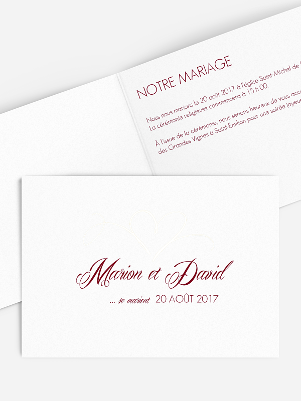 Faire-part mariage En plein coeur premium