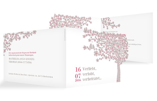 Hochzeitseinladung Kirschblüten Lasercut