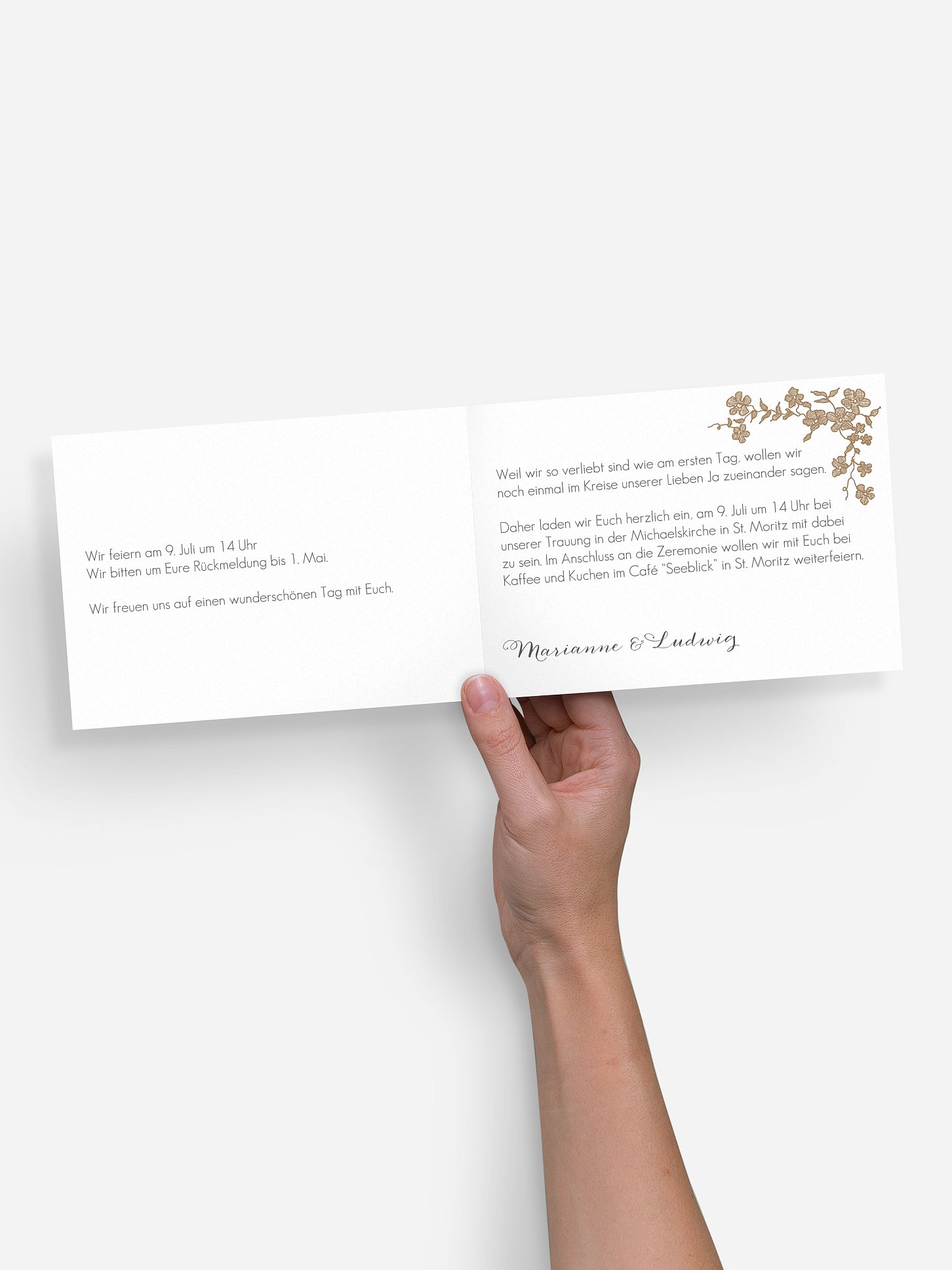 Einladung zur Goldenen Hochzeit Spitzenblüte