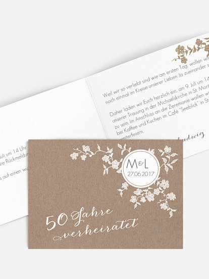 Einladung zur Goldenen Hochzeit Spitzenblüte