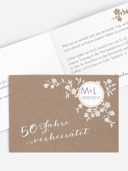 Einladung zur Goldenen Hochzeit Spitzenblüte