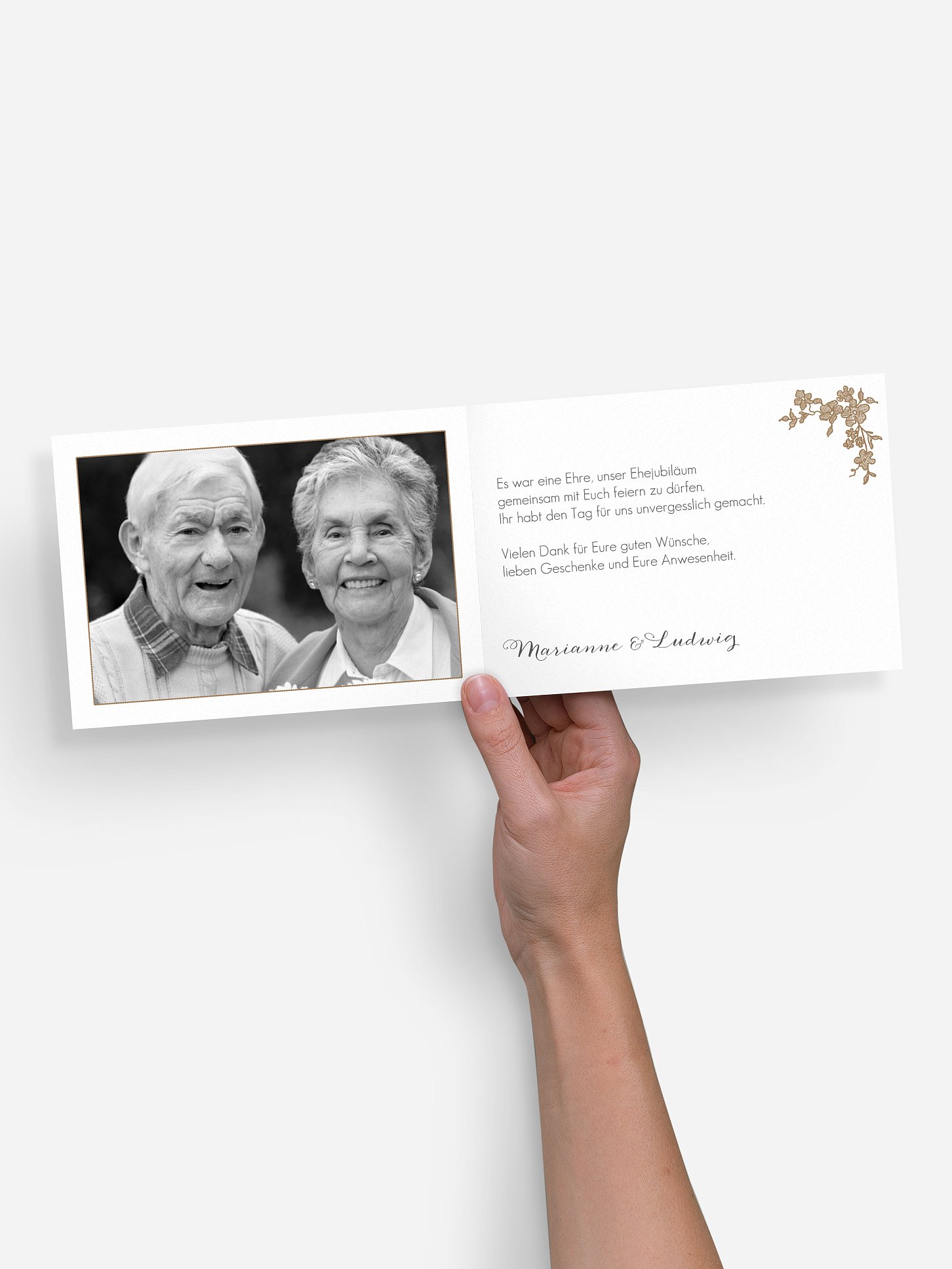 Danksagung zur Goldenen Hochzeit Spitzenblüte
