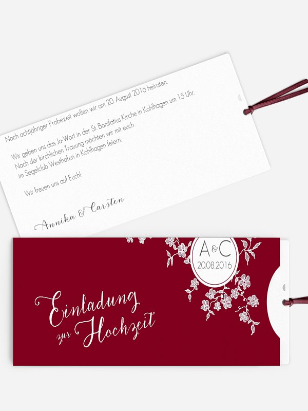 Hochzeitseinladung Spitzenblüte