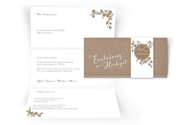 Hochzeitseinladung Spitzenblüte