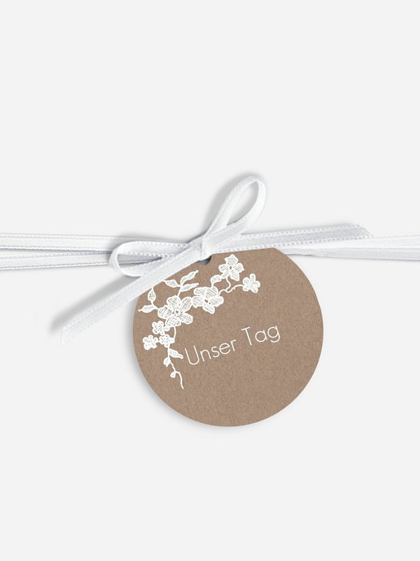 Anhänger mit Band zur Hochzeit Spitzenblüte