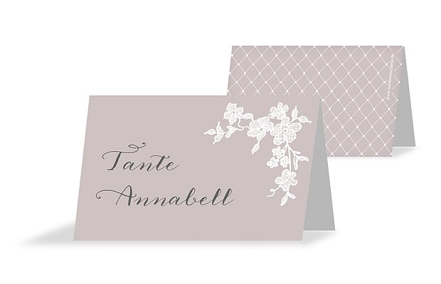 Tischkarte Hochzeit Spitzenblüte