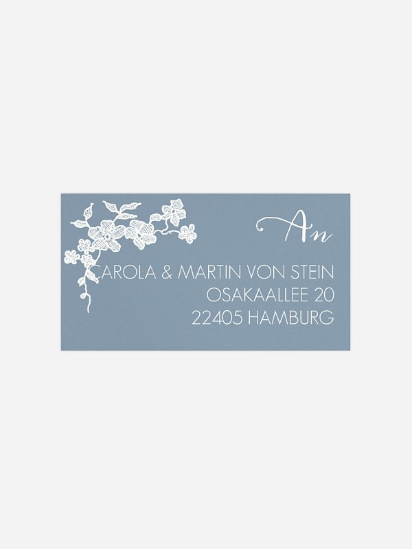 Empfängeraufkleber Hochzeit Spitzenblüte