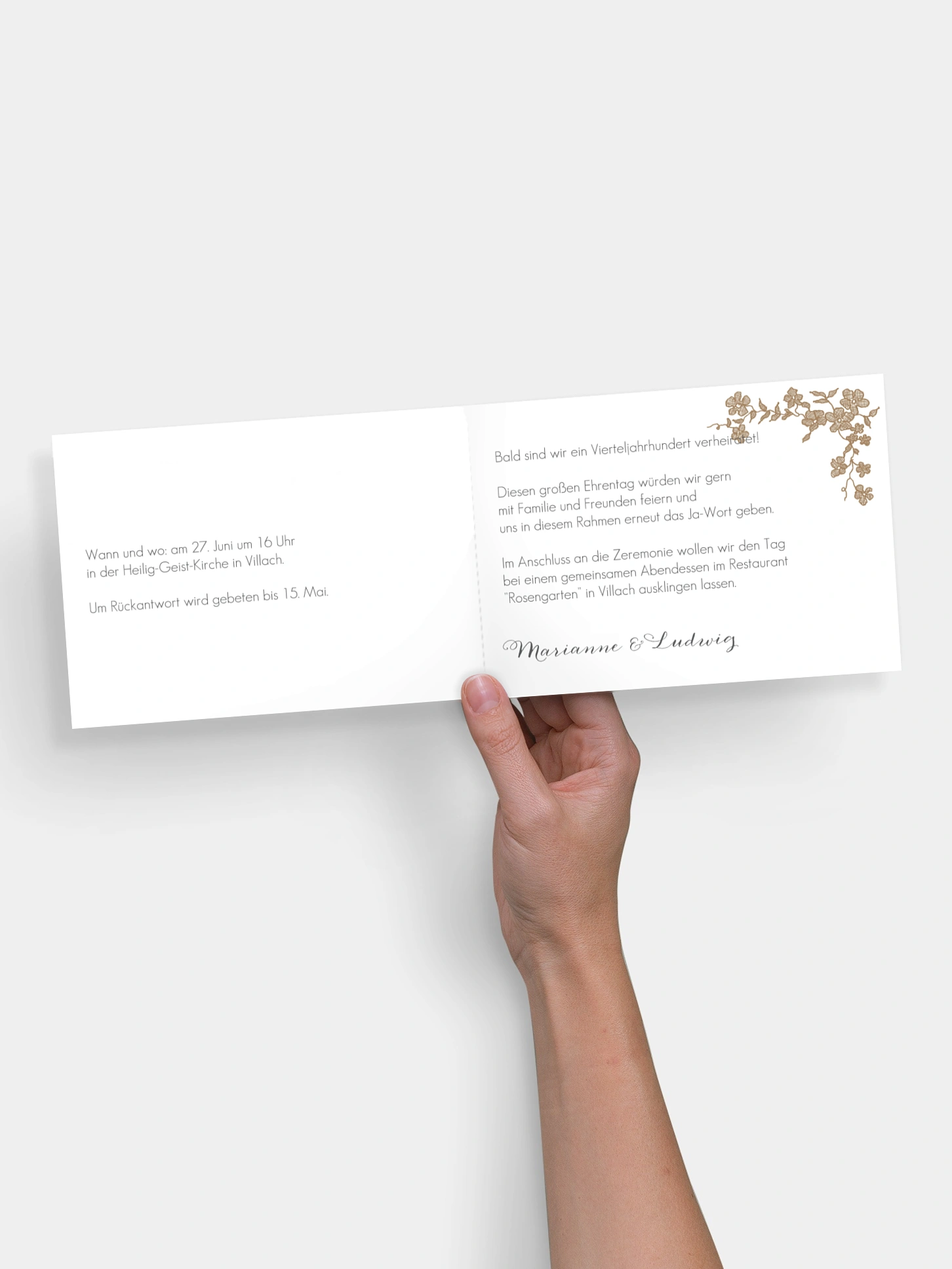Einladung zur Silberhochzeit Spitzenblüte