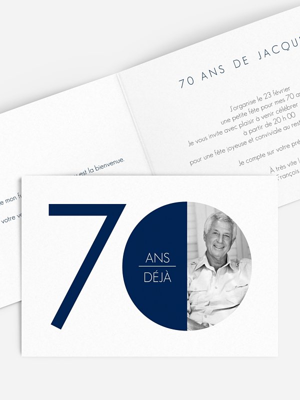 Carte invitation anniversaire 60 ans bleu marine - Fête