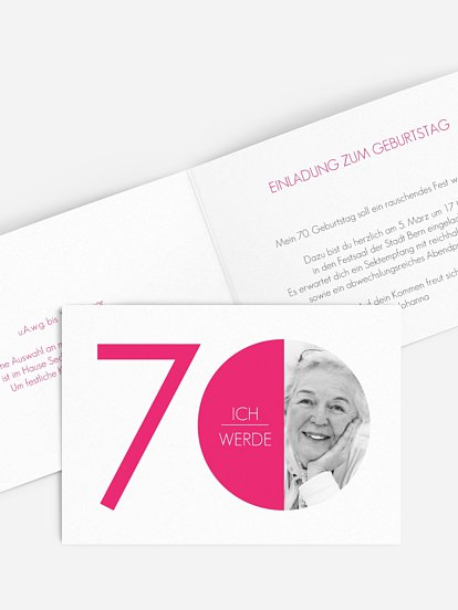 Einladung 70. Geburtstag Runde Nummer
