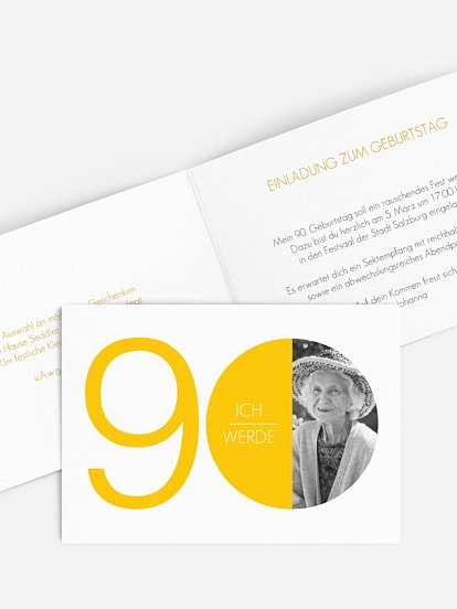 Einladung 90. Geburtstag Runde Nummer