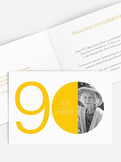Einladung 90. Geburtstag Runde Nummer
